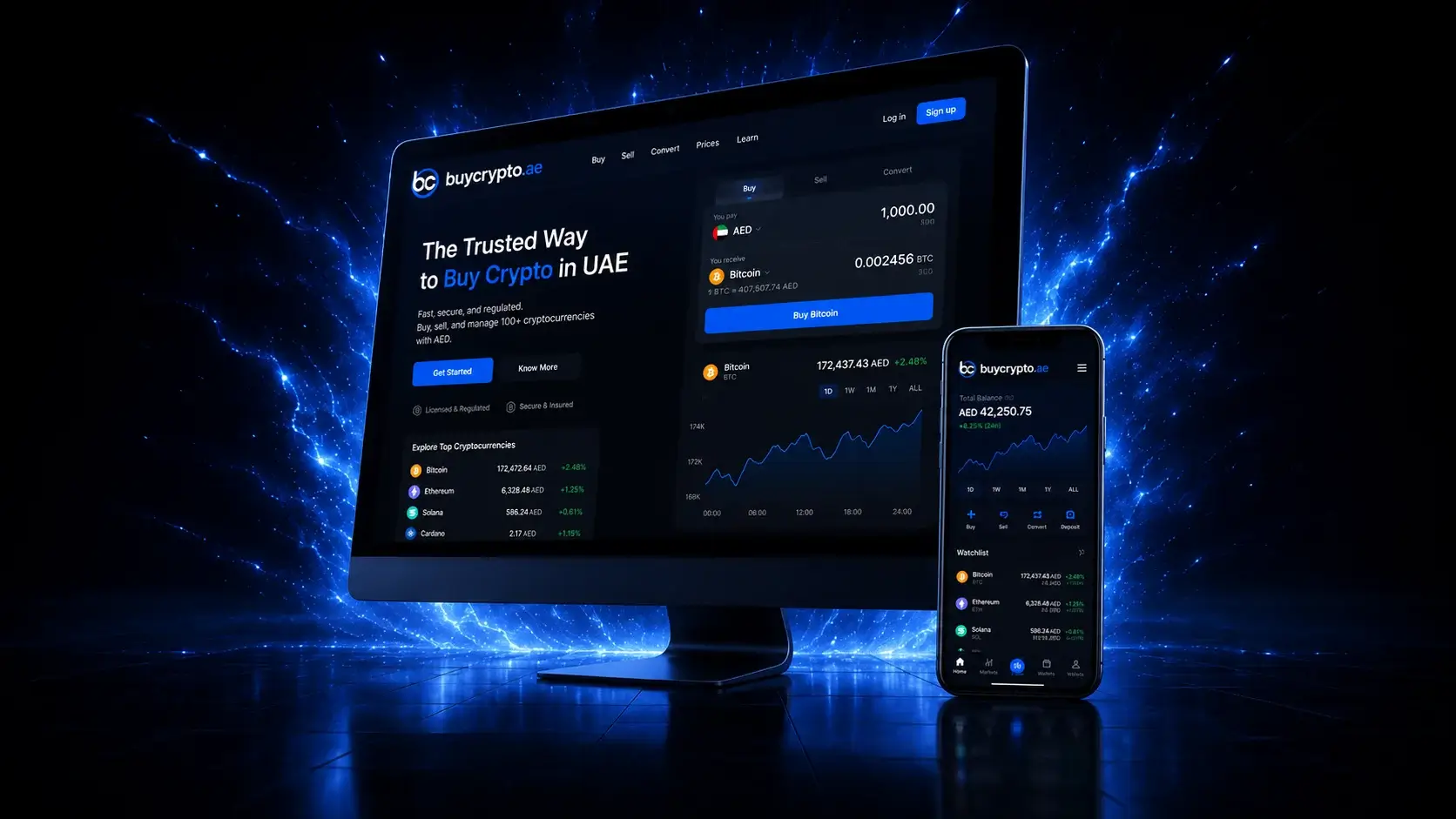 buycrypto.ae platform on desktop and mobile